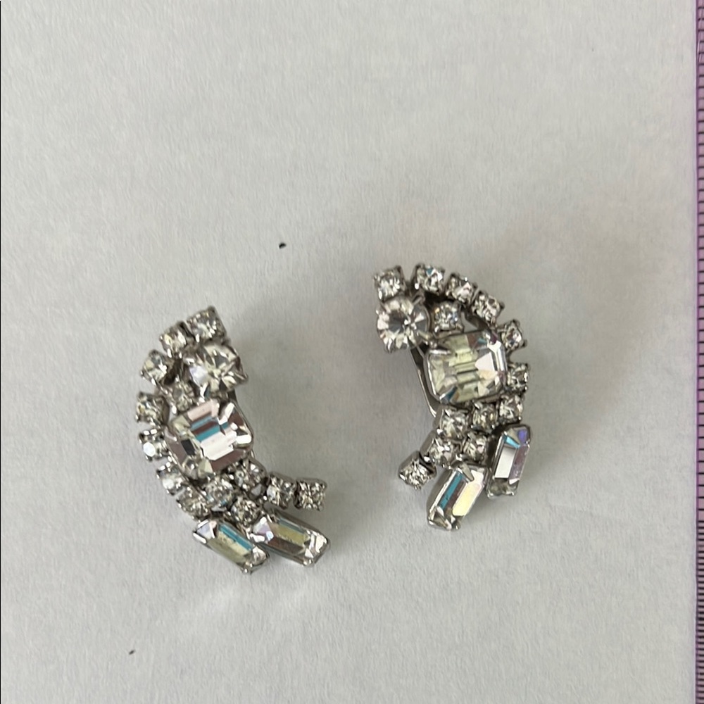 Vintage Silver Crystal Earrings